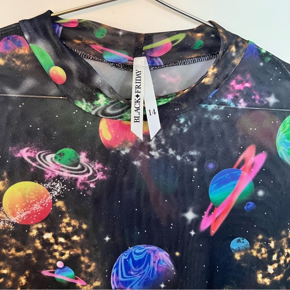 Black Friday Galaxy Mesh Top, Size 14 - Picture 6 of 6